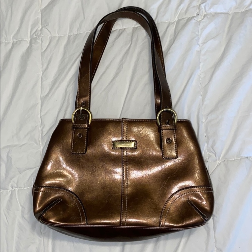 Metallic brown purse with 3 large pockets